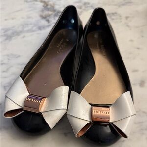 Ted Baker Black and White Flats with Bow Accent